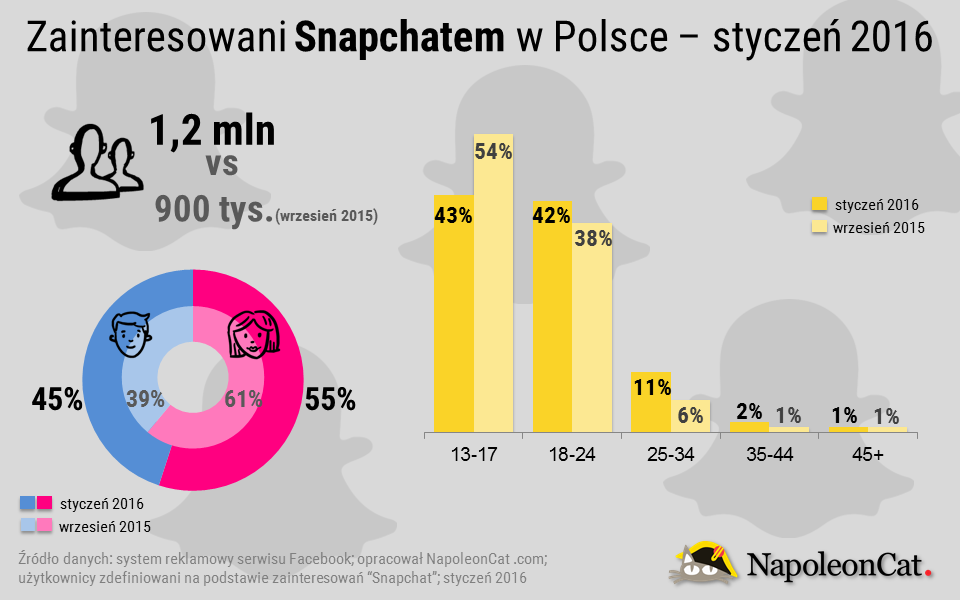 Zainteresowanie Snapchatem w Polsce - styczeń 2016_Napoleoncat.com