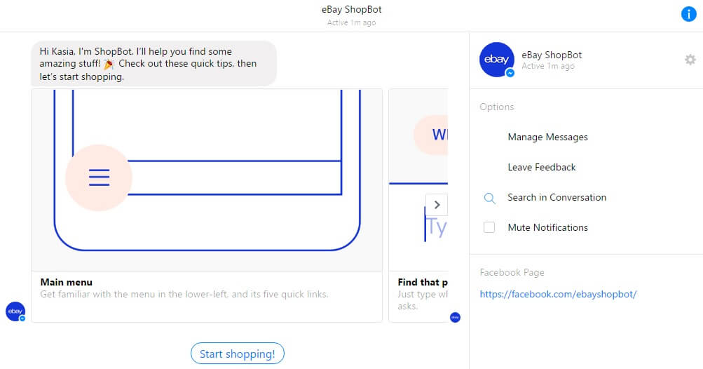 ebay shopbot_testy bota eBay w Messengerze na facebooku_sm update_NapoleonCat