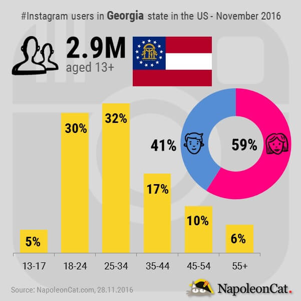 Instagram User Demographics In Georgia State In The Us November 2016