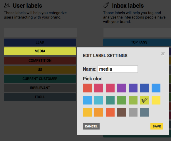 NapoleonCat labels