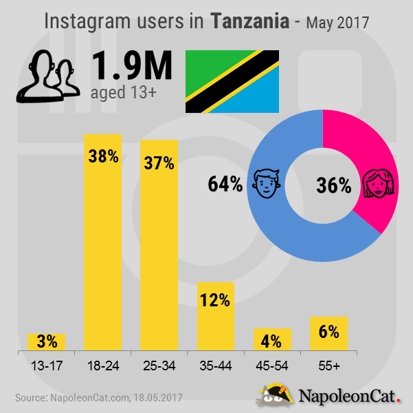 Instagram-user-demographics-in-Tanzania_May-2017_Instagram-analytics-in-NapoleonCat