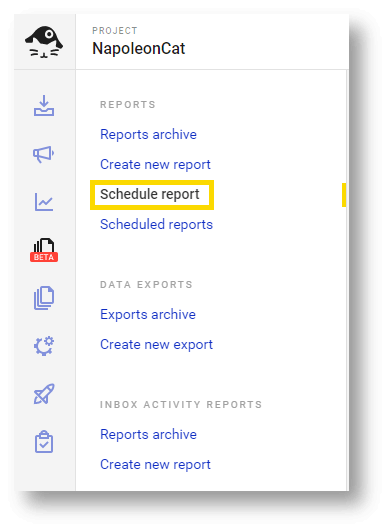 Instagram and social media anaytics in NapoleonCat. IScheduling nstagram reports in NapoleonCat