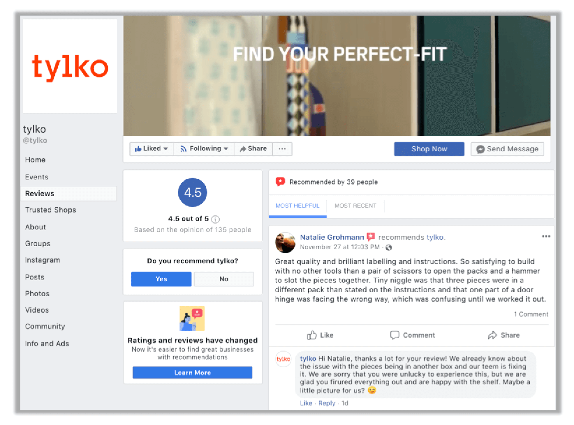 recommendations on facebook example