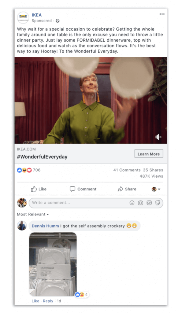 facebook social customer service example