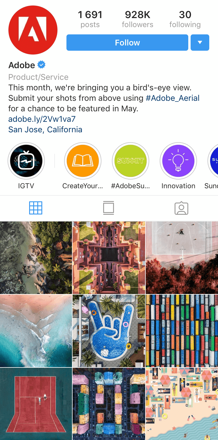 adobe instagram profile