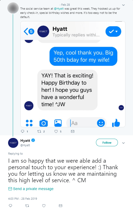 Hyatt social customer care