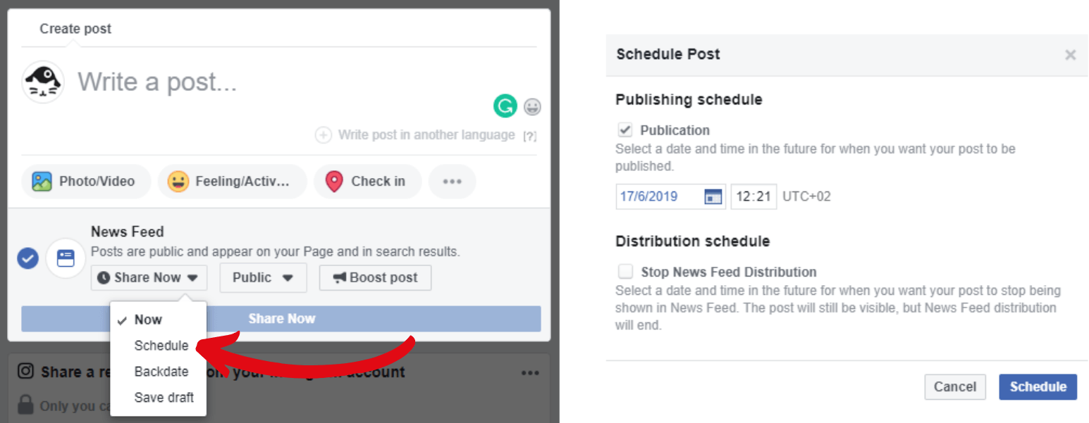 Facebook post scheduler