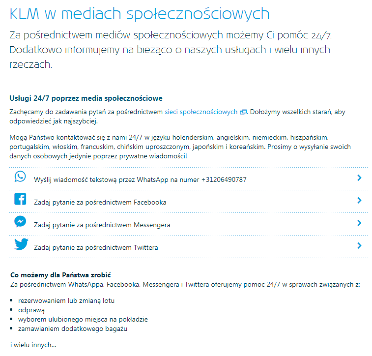 Obsługa klienta w KLM