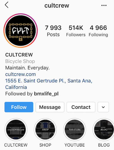 Instagram profile bio