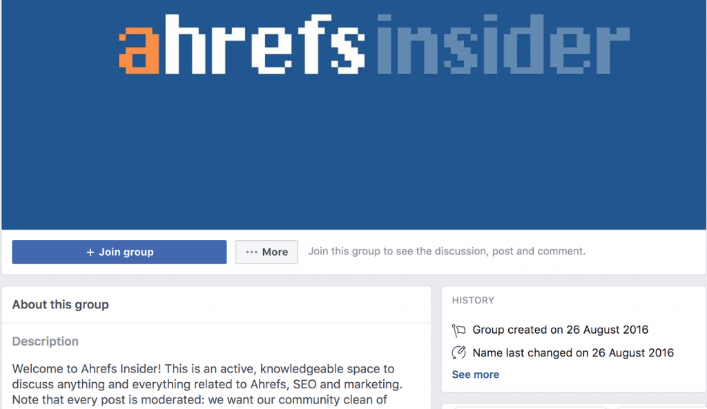 Facebook group description