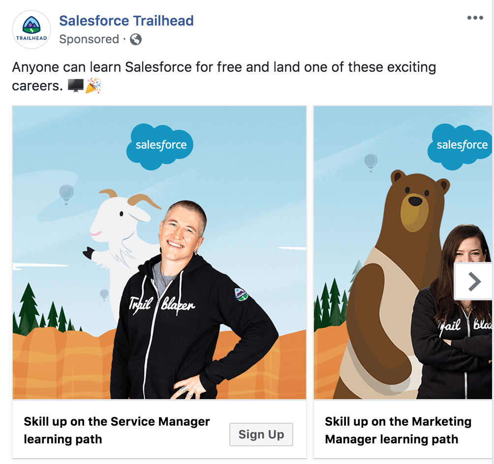 Facebook carousel ad