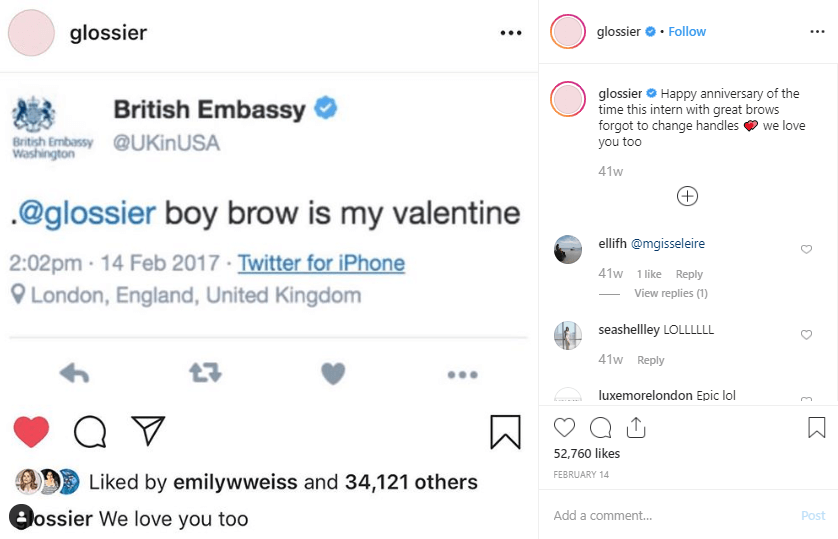 Valentine's day Instagram post