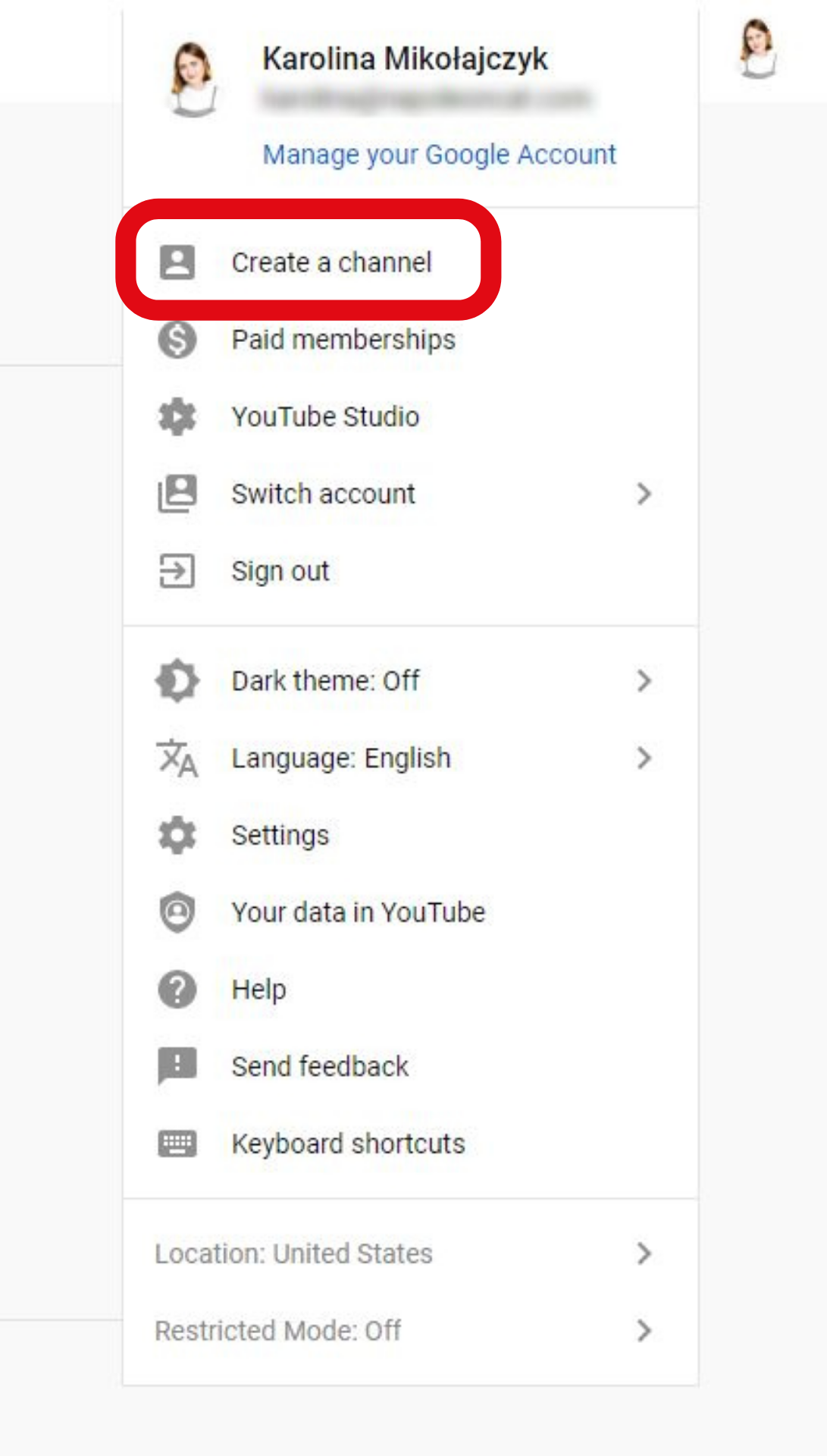 Create a YouTube channel