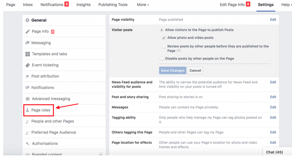 Setting up Page roles on Facebook