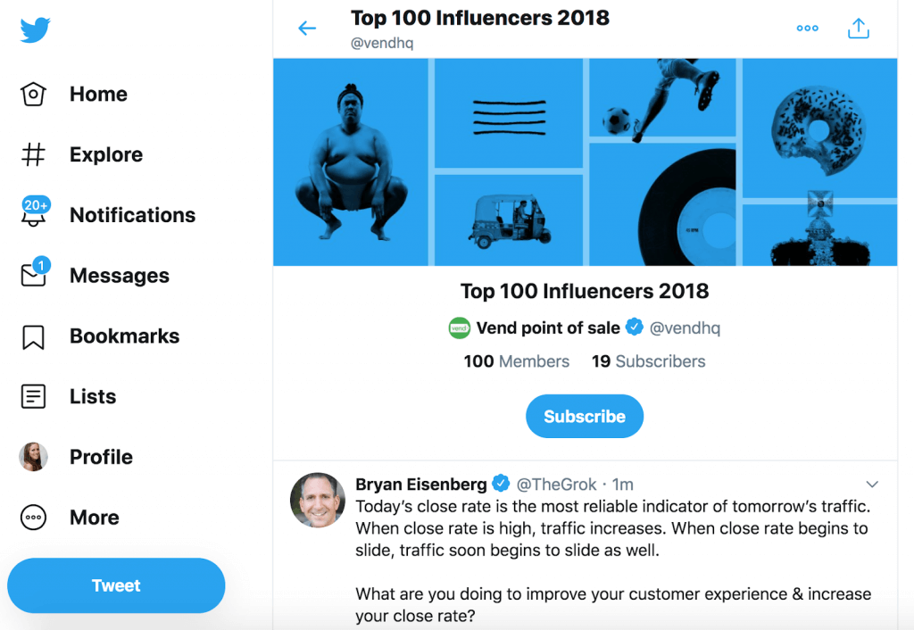 Influencer Twitter lists