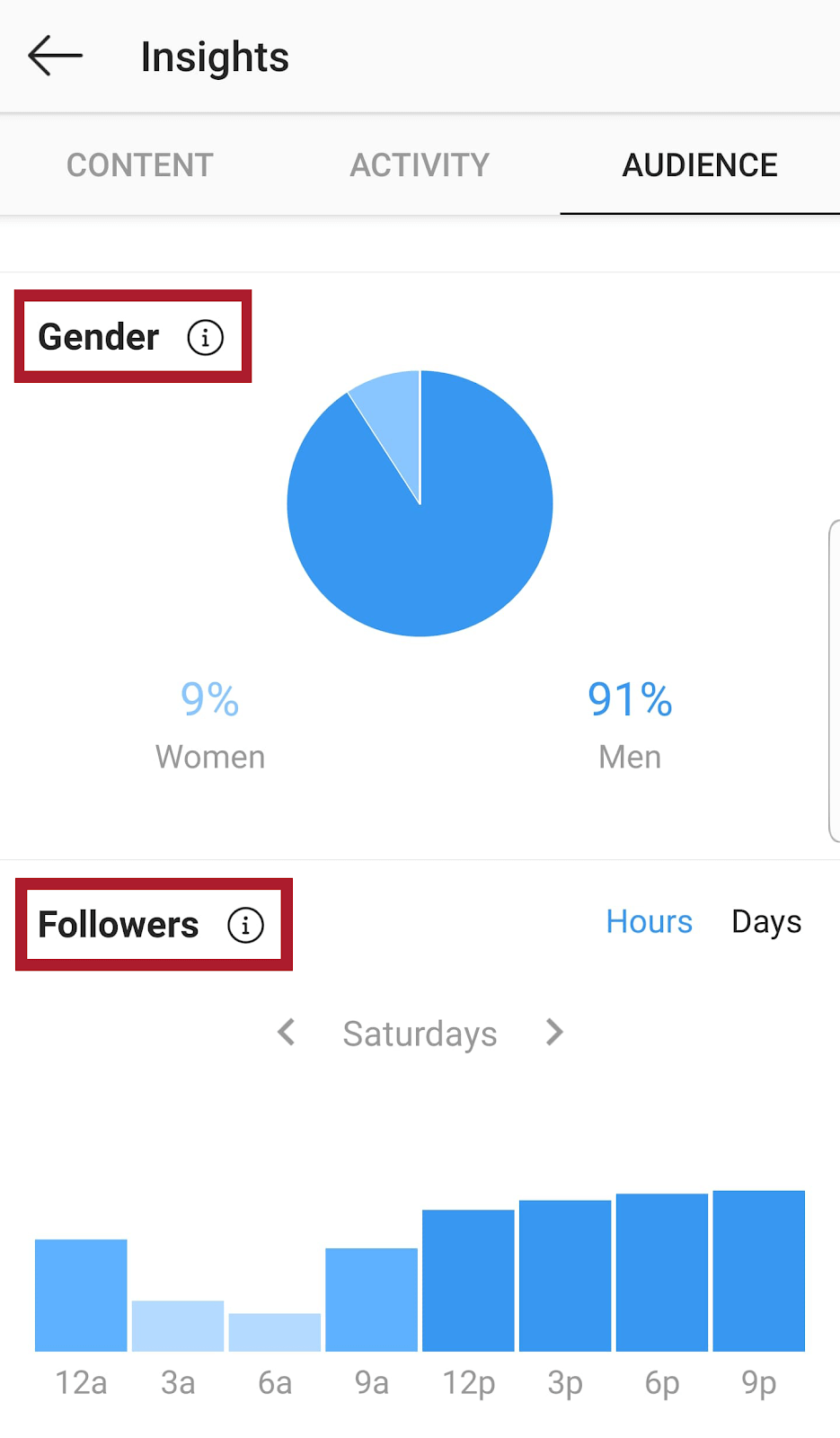 Instagram Insights - audience demographics
