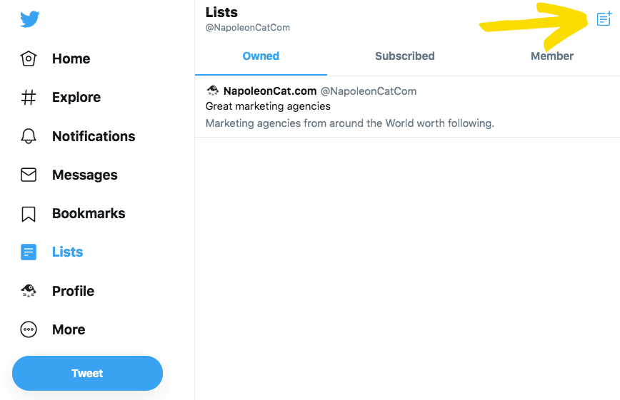 Create a List on Twitter