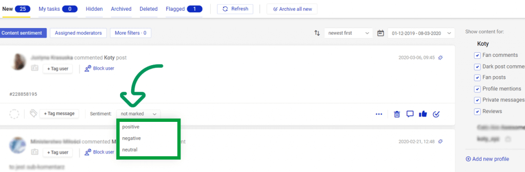 Assign sentiment to Google Reviews in NapoleonCat