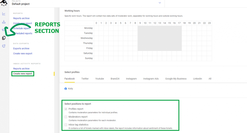 Generating moderation reports in NapoleonCat