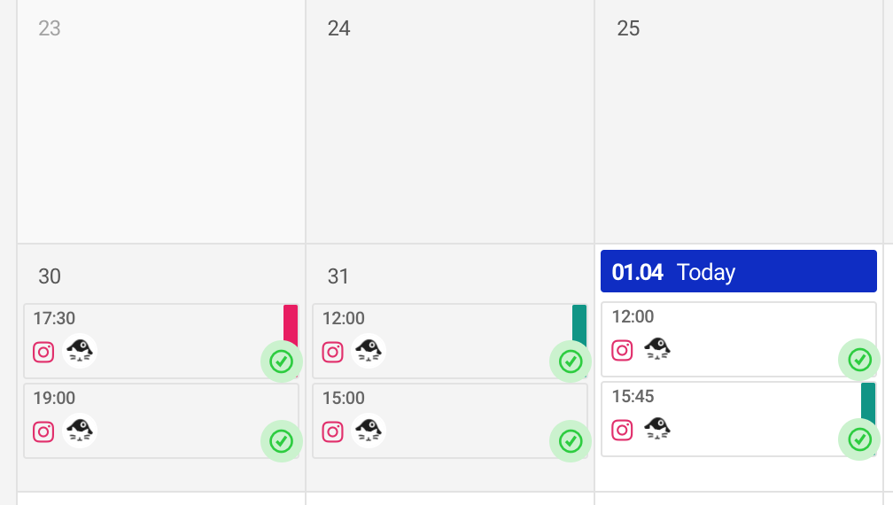 Instagram Scheduler calendar view