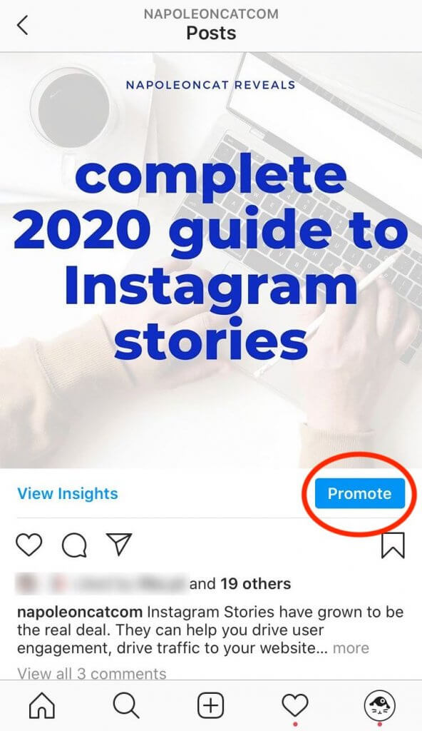 Promote post on Instagram