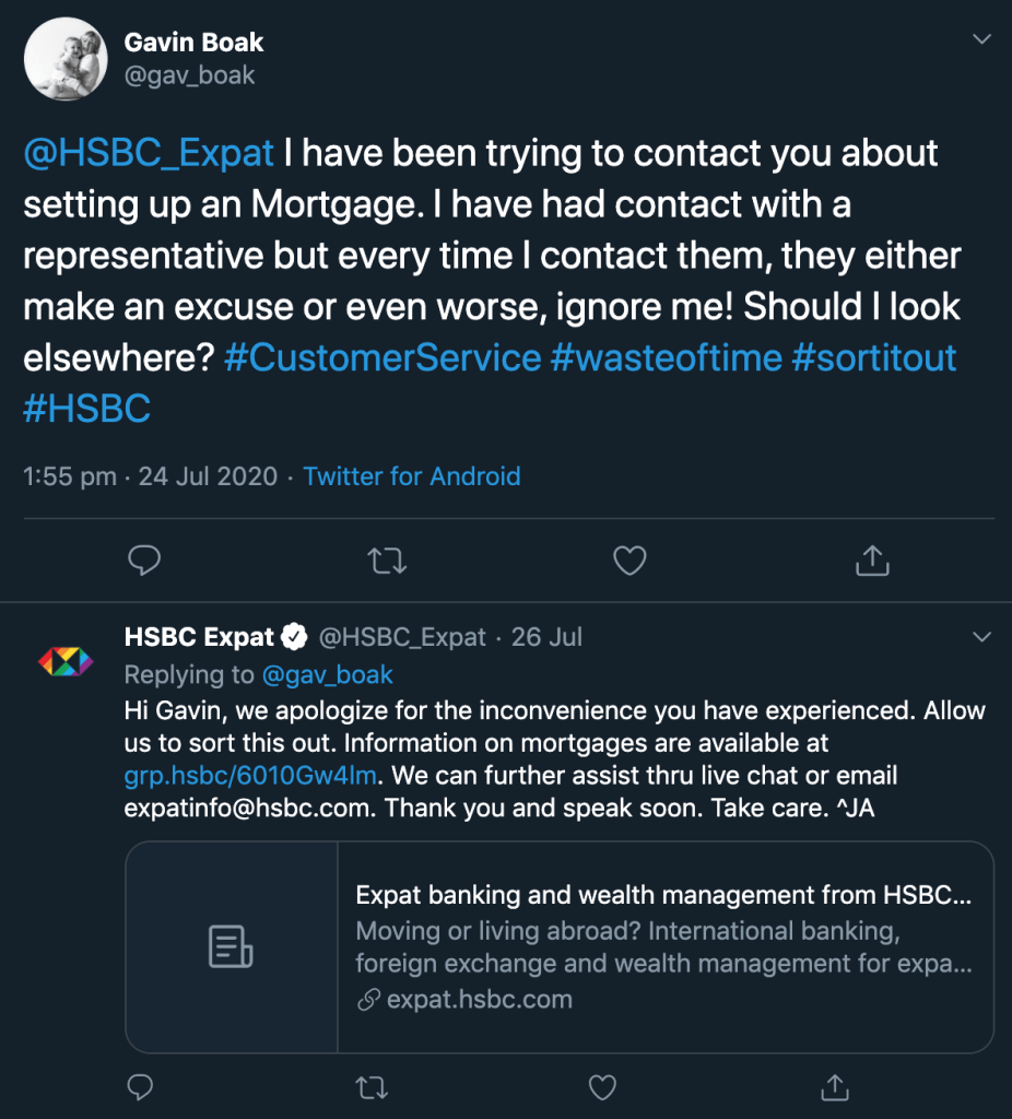 customer service on Twitter