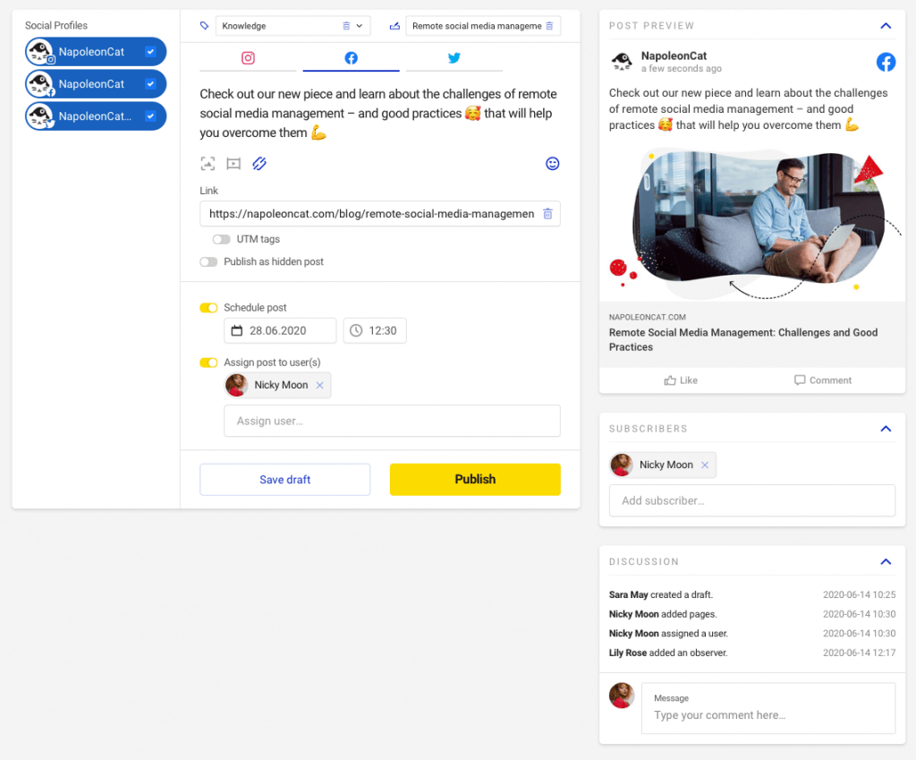 Publikator social media dla Facebooka, Twitter, Instagram od NapoleonCat