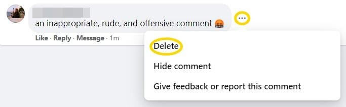 delete Facebook comments