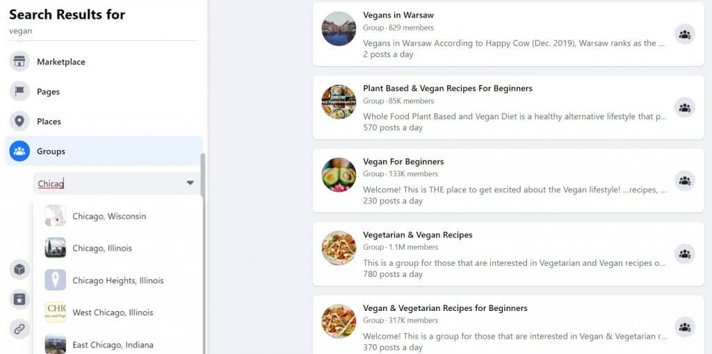 search Facebook groups