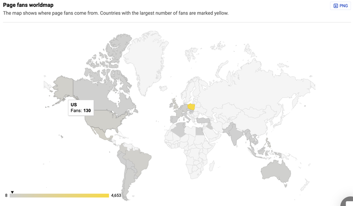 Facebook reach - page fans worldmap napoleoncat