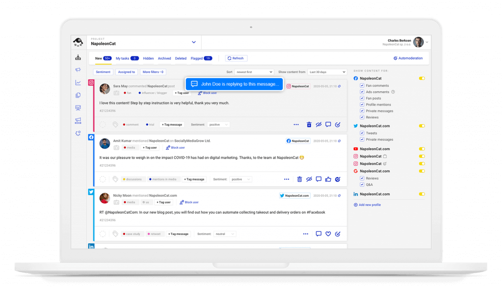 real-time editing view in Social Inbox
