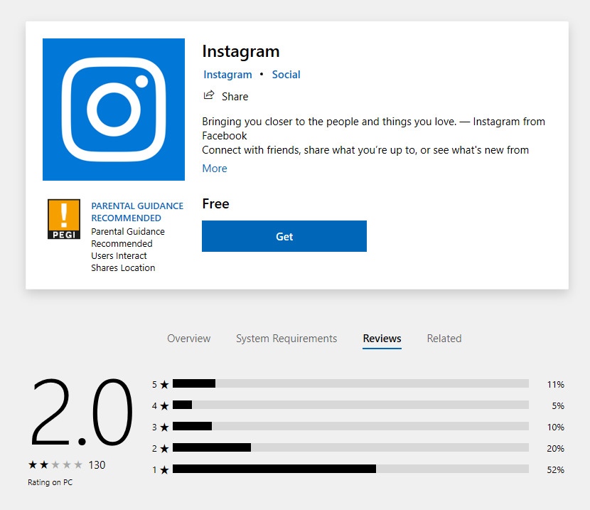 Instagram app for desktop
