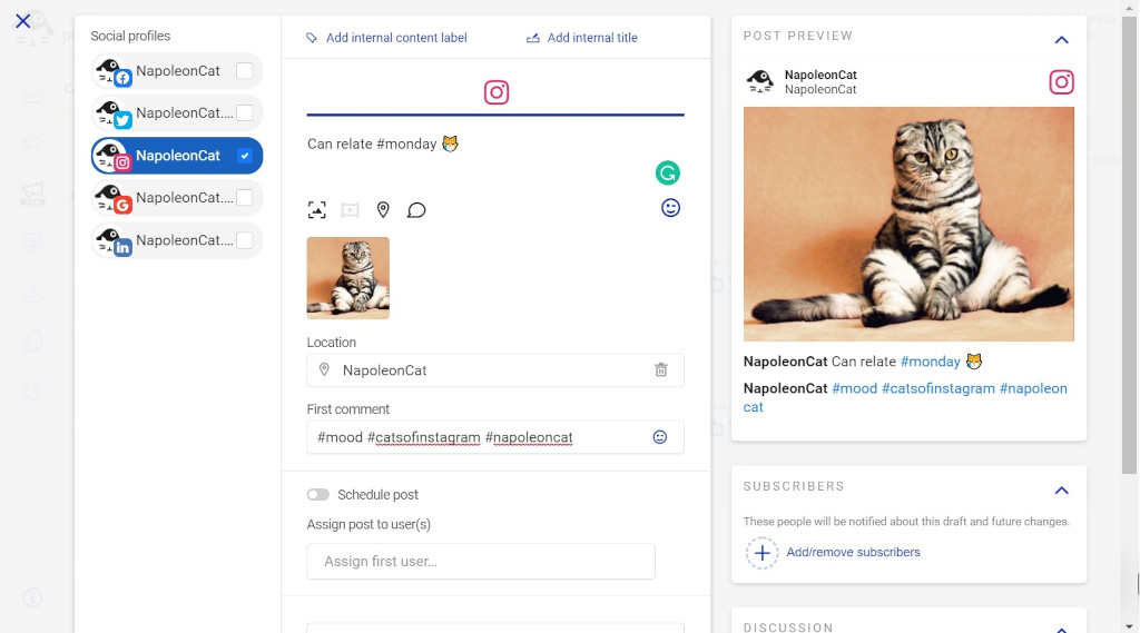 Upload to Instagram from desktop using NapoleonCat's Instagram desktop app