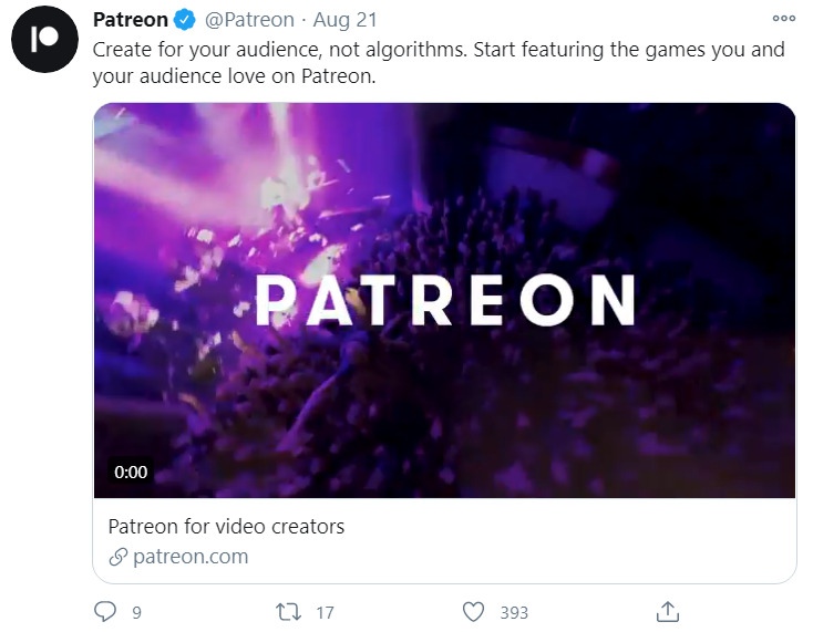 Patreon tweet