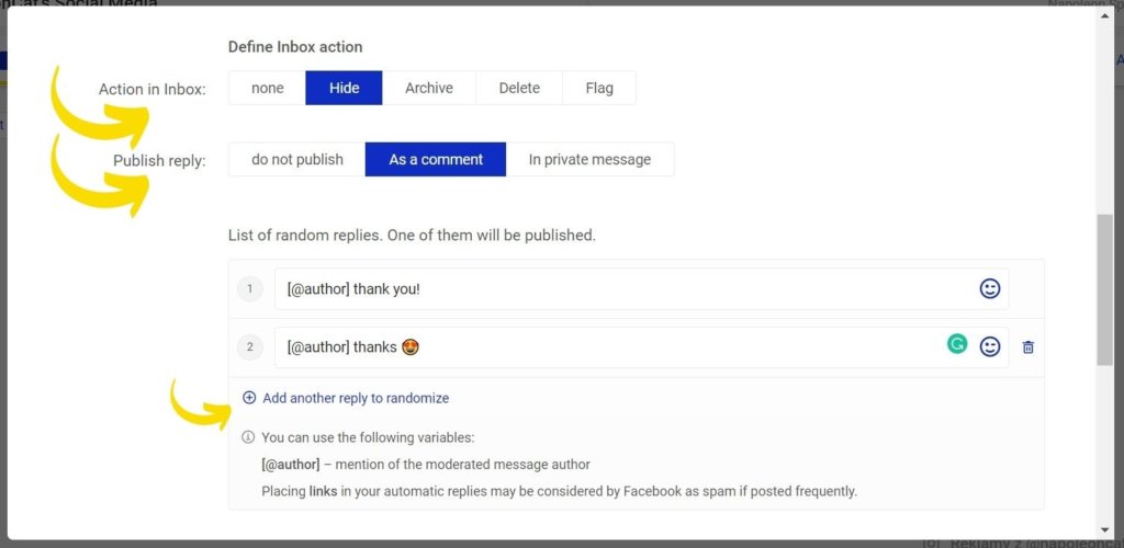 Facebook hide comment automation - hiding comments on Facebook