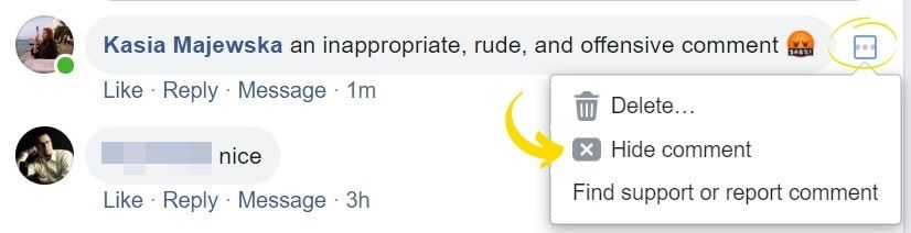 Facebook hide comments option - hiding comments on Facebook