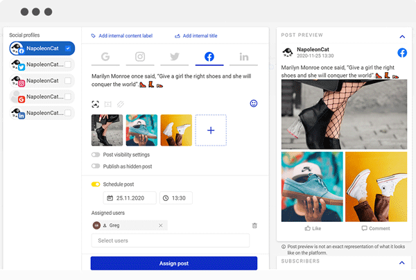 Schedule social media posts with NapoleonCat