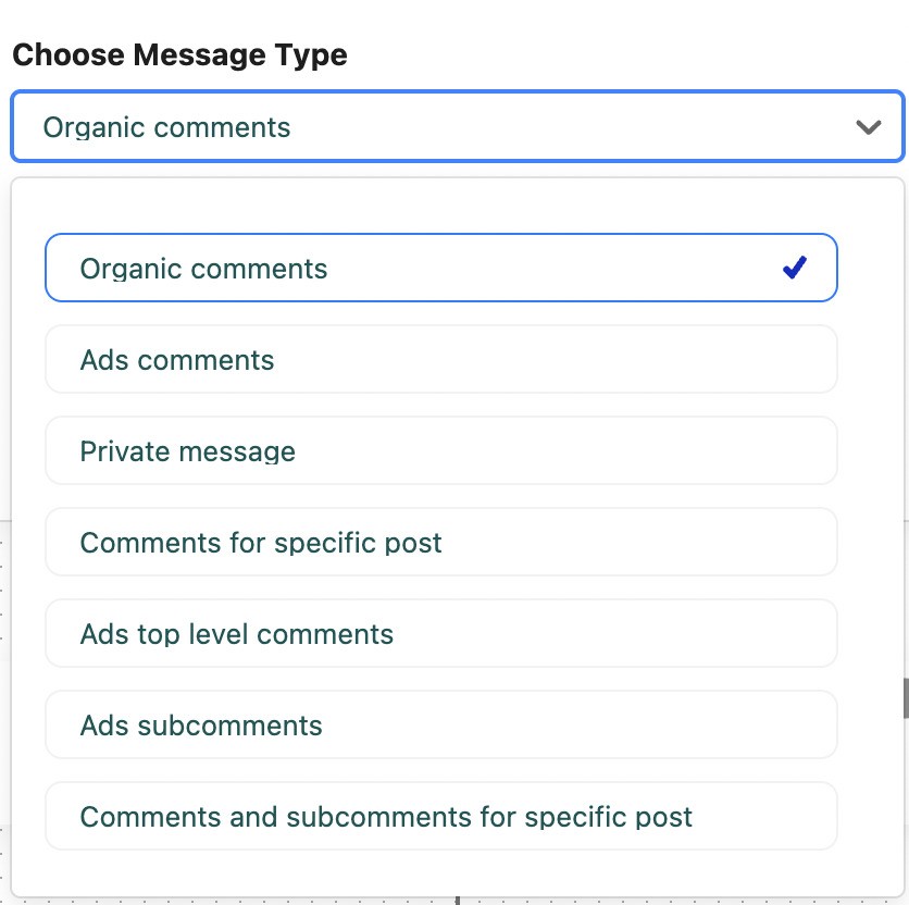 Automate Social Media Moderation - selecting type of content for Auto-moderation