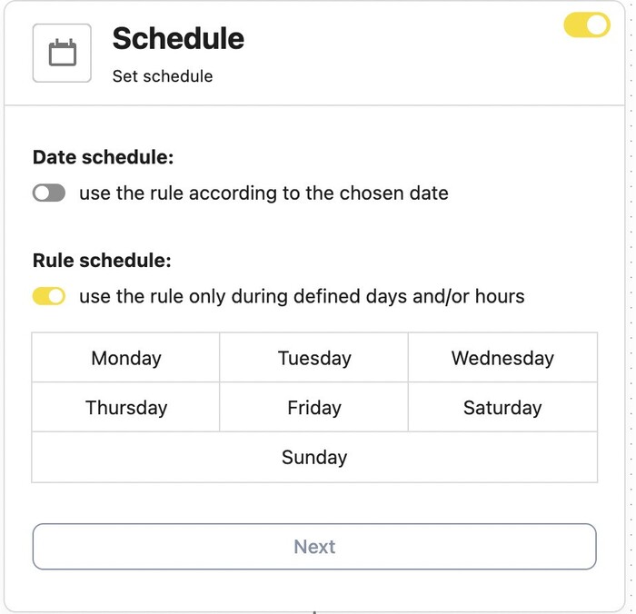 Setting up a schedule for Auto-moderation rule