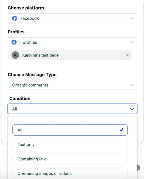 Automate Social Media Moderation - targeting comments with a link