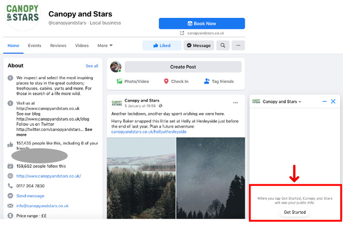 Canopy and Stars. Facebook Automated Responses: Get Started