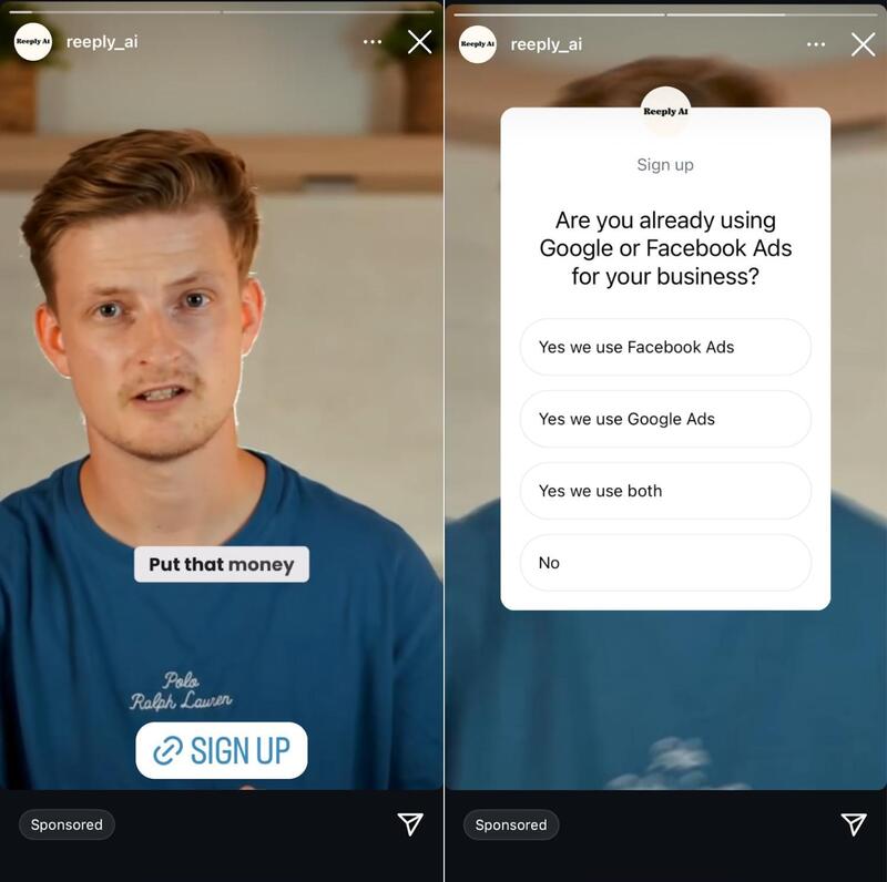 Instagram Ads - reeply ad example