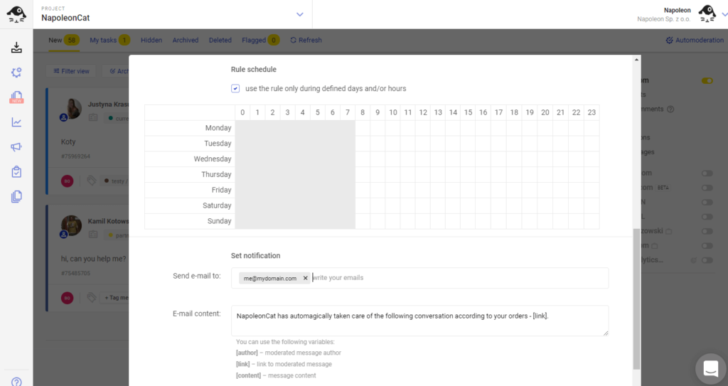 Automate Facebook comments with NapoleonCat