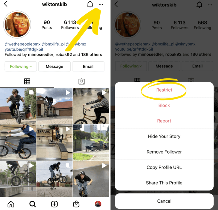 how to restrict someone on instagram