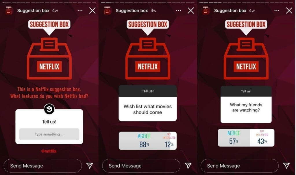9gag's Instagram Stories survey regarding Netflix features