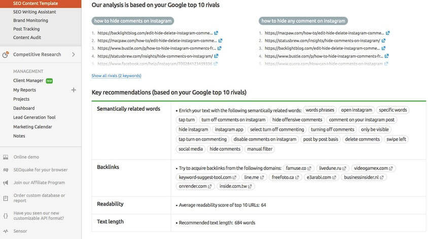 eCommerce marketing tools - semrush