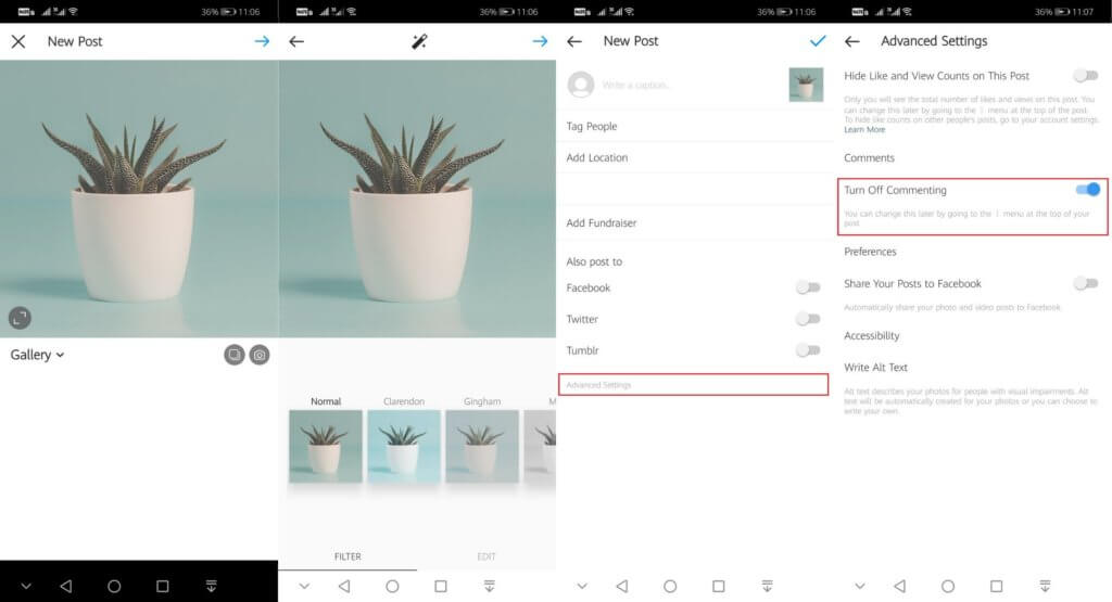 How to turn off comments on your Instagram post while publishing