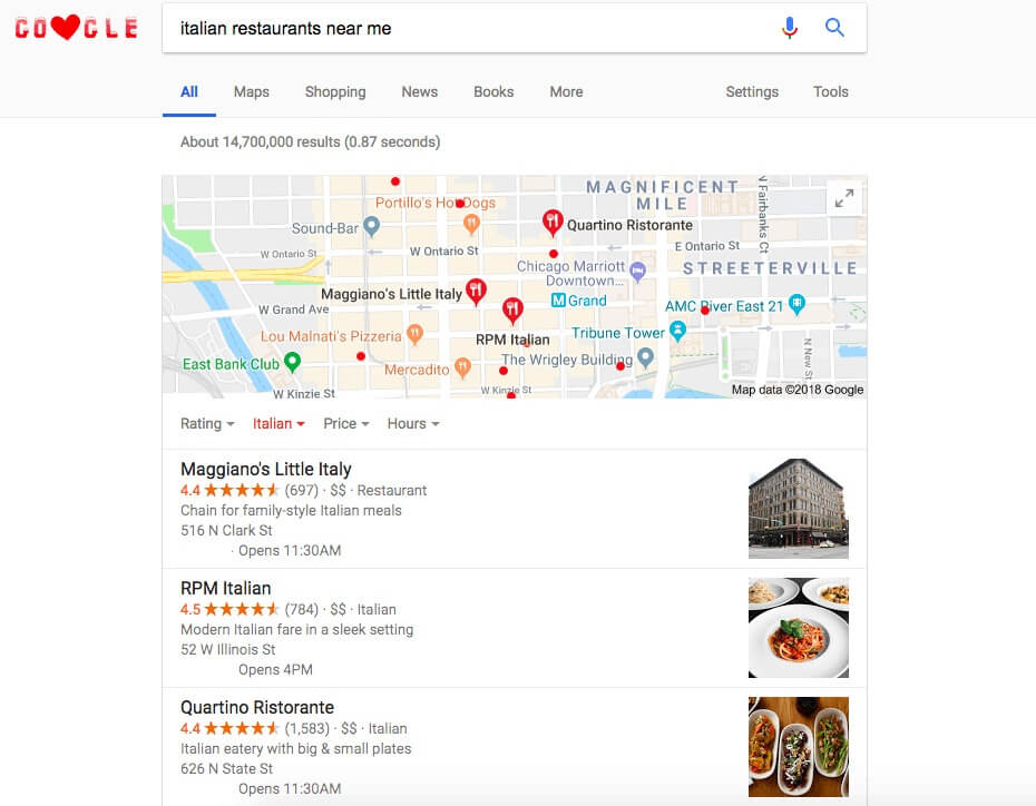 businesses near me Google feature