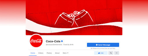 Coca-Cola Facebook fanpage in their brand colors