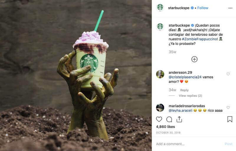 Halloween social media ideas - Starbucks